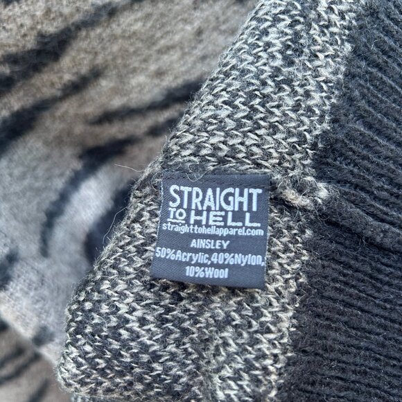 Straight to Hell Ainsley Zebra Pullover Sweater Men Long Sleeve Gray Black M - Picture 6 of 11